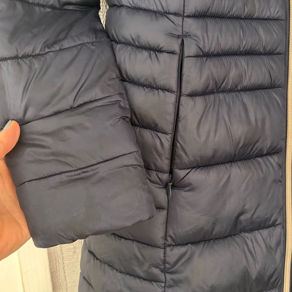 SAVE THE DUCK Long Quilted Jacket Girl Size 10 in navy - Picture 2 of 8